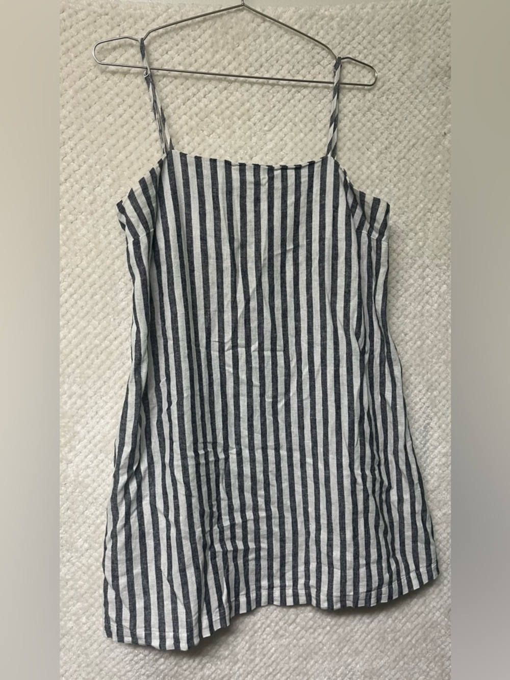 A New Day Mini Dress Sleeveless Linen Blend Stripes Chic Classic Womens Medium